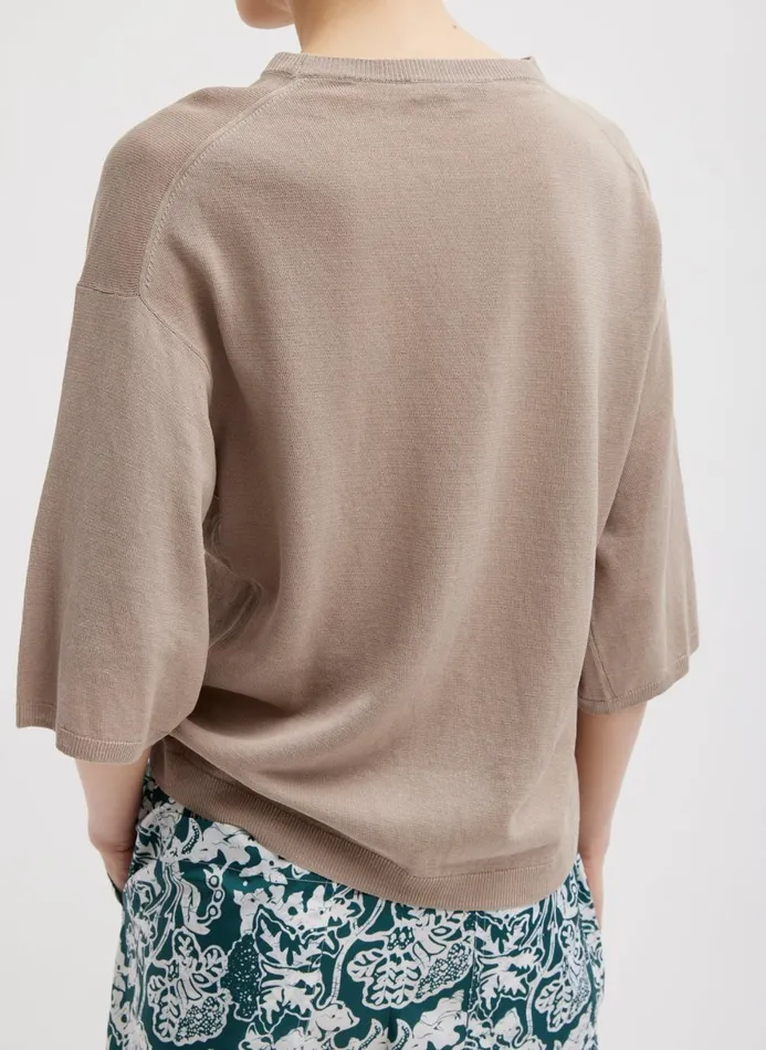 Women Tops Tibi Crispy Sweater Oversized Easy TShirt Dark Stone