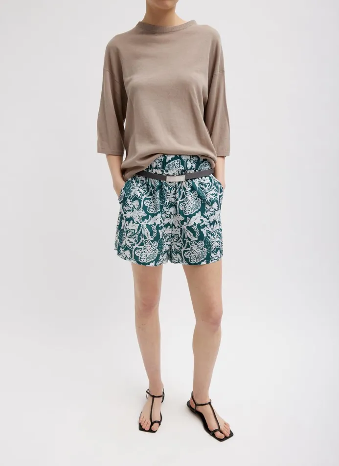 Women Tops Tibi Crispy Sweater Oversized Easy TShirt Dark Stone