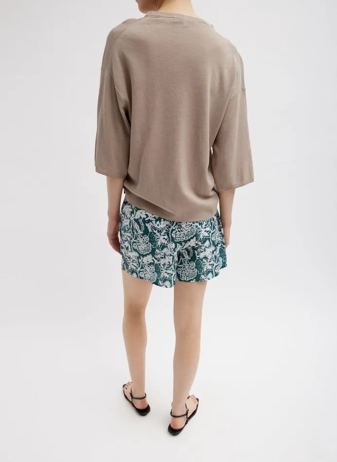 Women Tops Tibi Crispy Sweater Oversized Easy TShirt Dark Stone