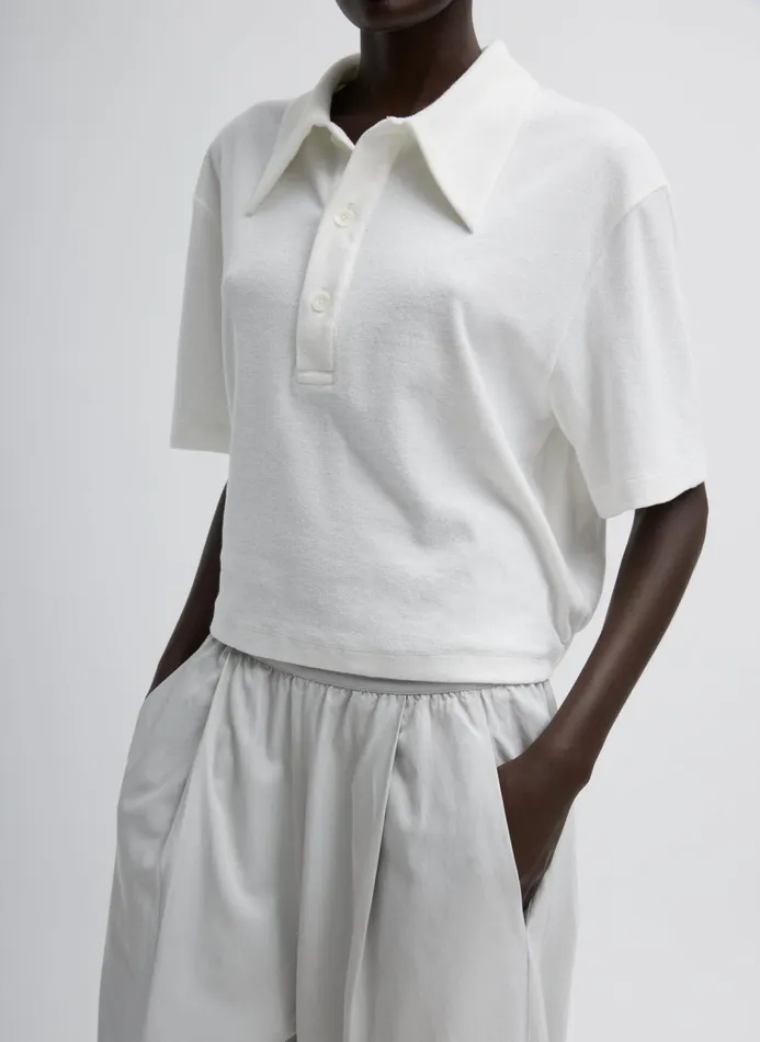 Women Tops Tibi Dry Loop Terry Easy Polo White
