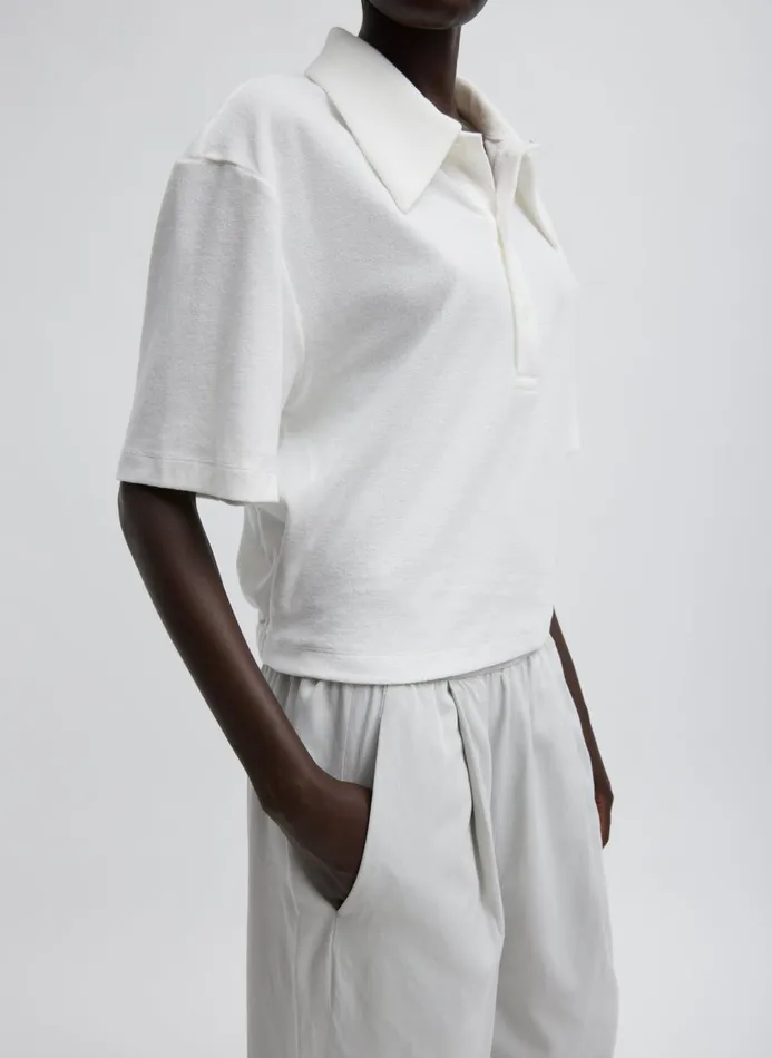Women Tops Tibi Dry Loop Terry Easy Polo White