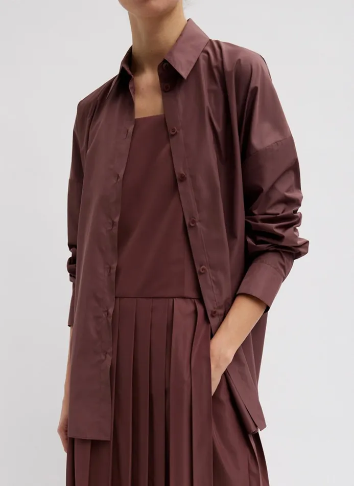 Women Tops Tibi Italian Sporty Nylon Shirt With Cocoon Back Cinnamon