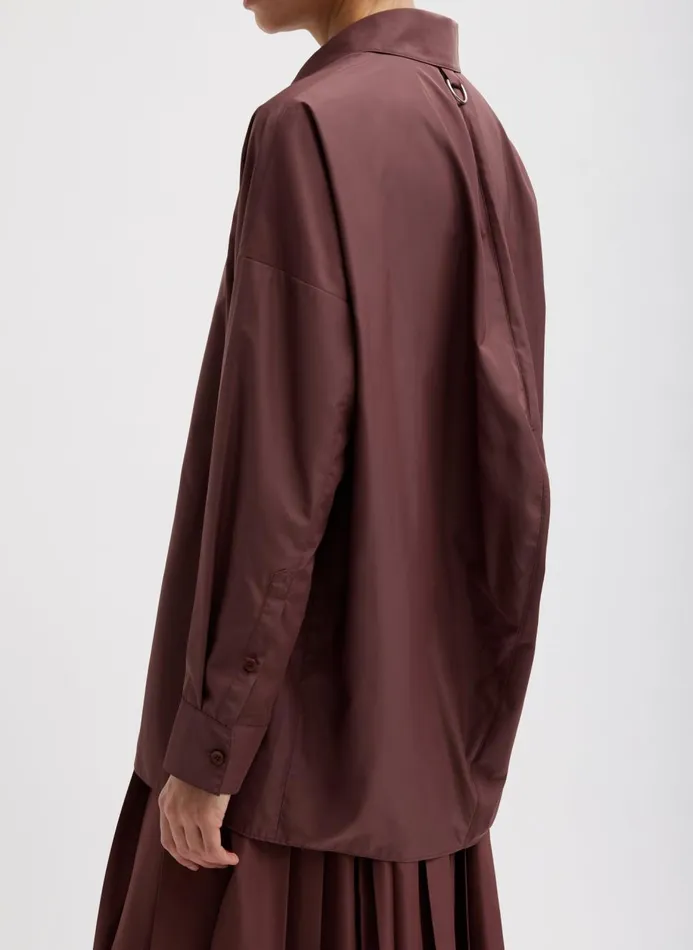 Women Tops Tibi Italian Sporty Nylon Shirt With Cocoon Back Cinnamon