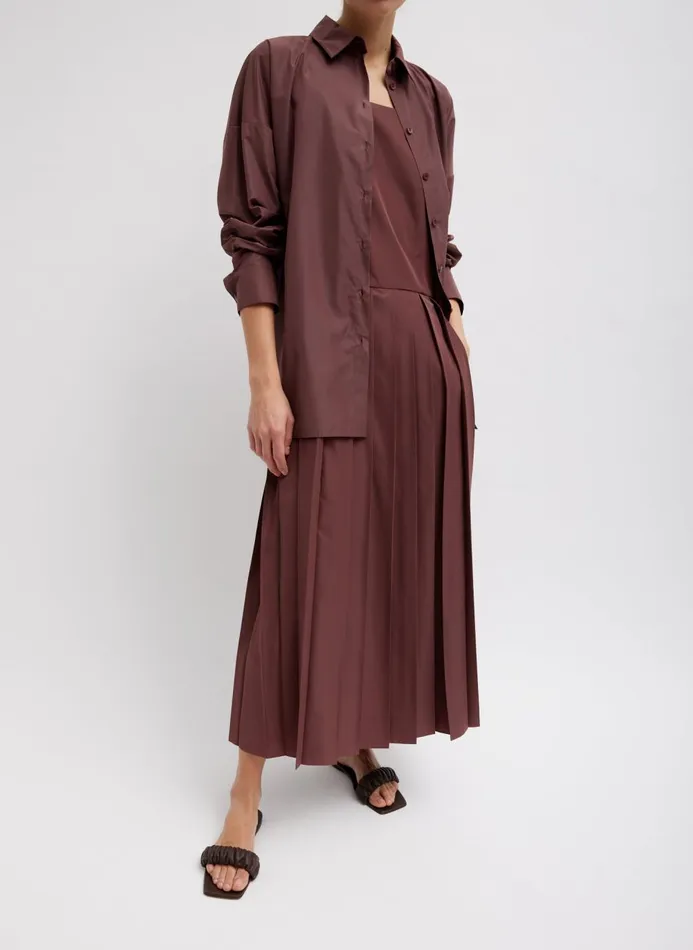 Women Tops Tibi Italian Sporty Nylon Shirt With Cocoon Back Cinnamon