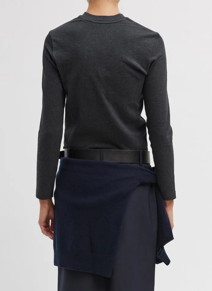 Women Tops Tibi Perfect TShirt Shrunken VNeck Charcoal Grey