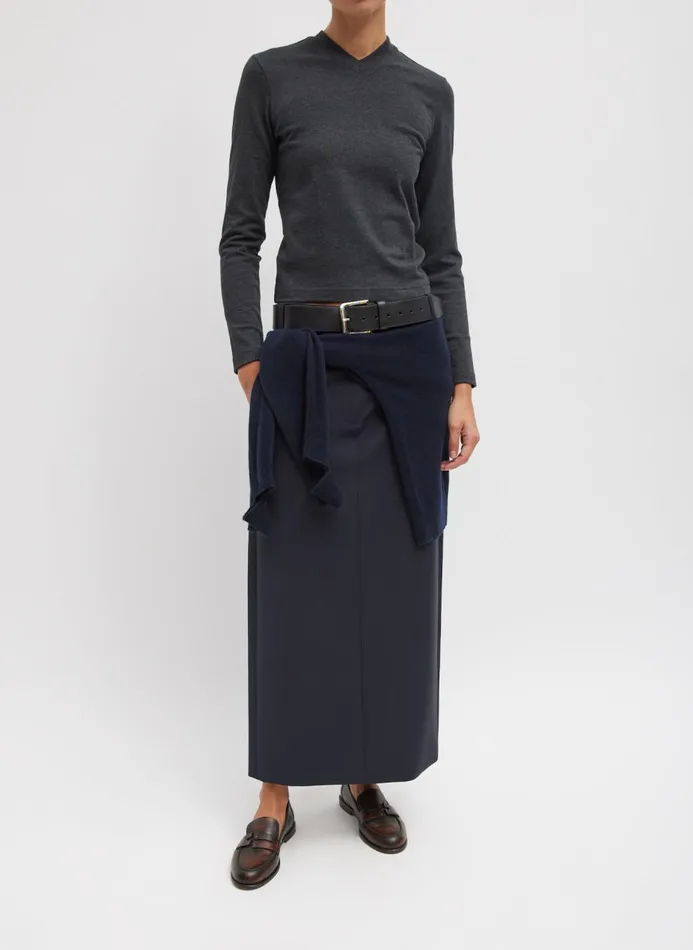 Women Tops Tibi Perfect TShirt Shrunken VNeck Charcoal Grey