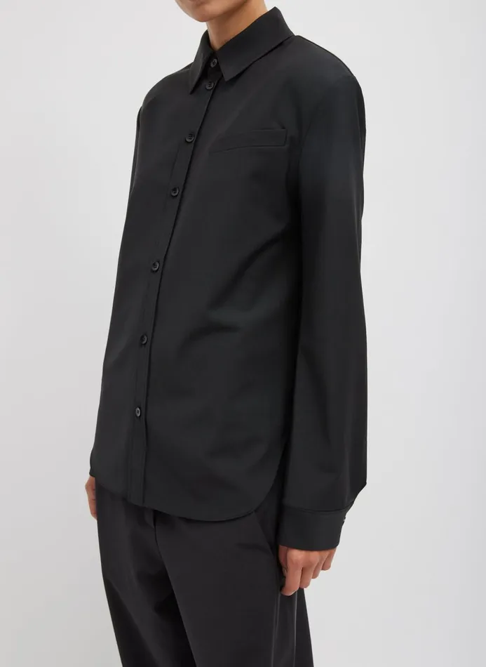 Women Tops Tibi Recycled Tropical Wool Detached Shirt Black