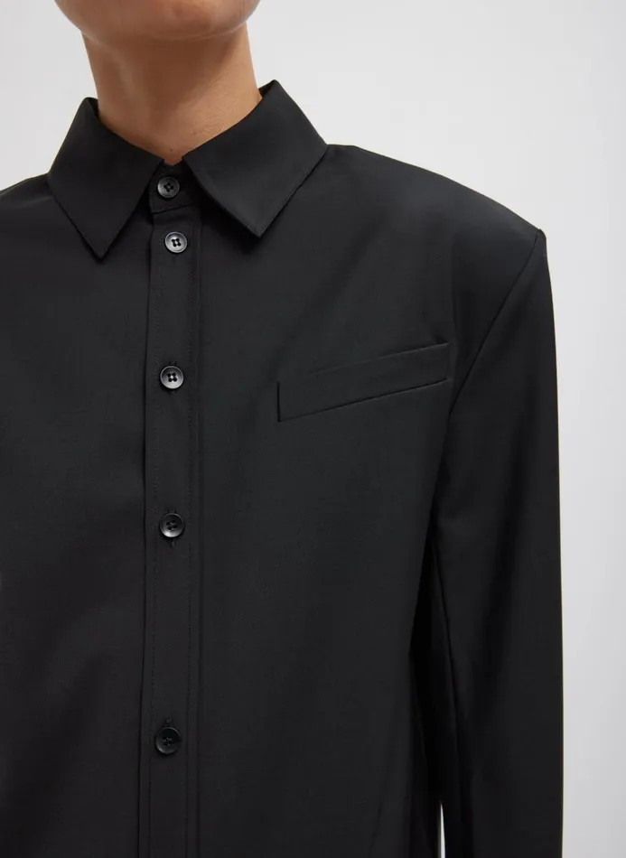 Women Tops Tibi Recycled Tropical Wool Detached Shirt Black