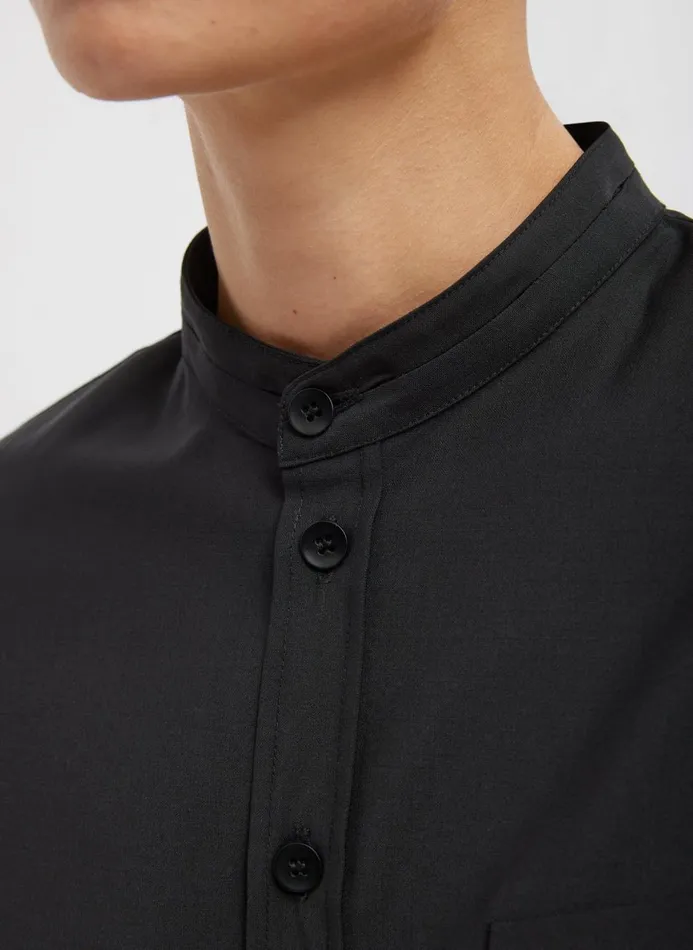 Women Tops Tibi Recycled Tropical Wool Detached Shirt Black