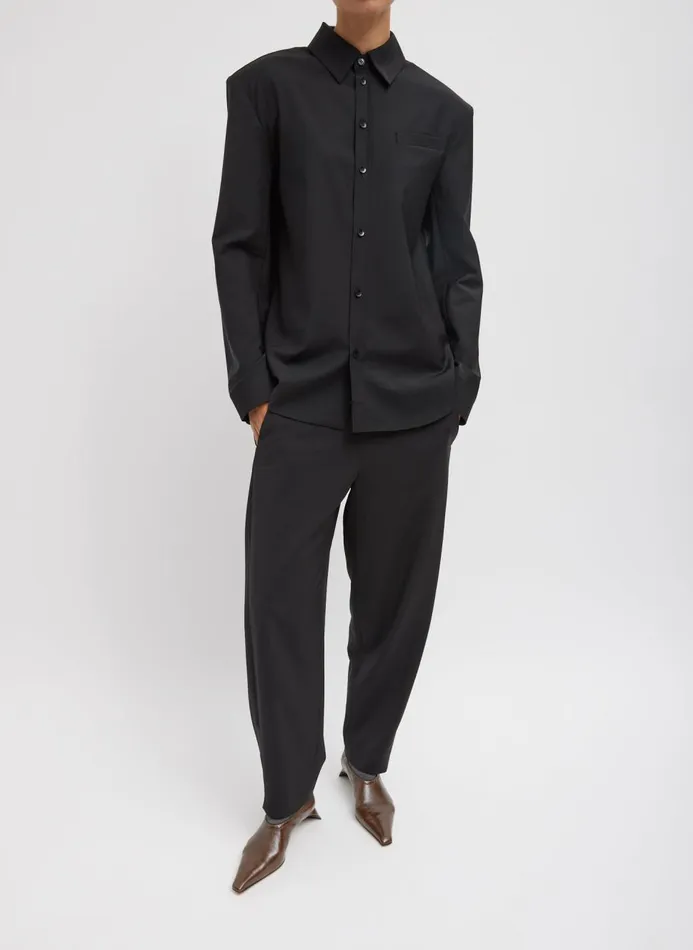Women Tops Tibi Recycled Tropical Wool Detached Shirt Black