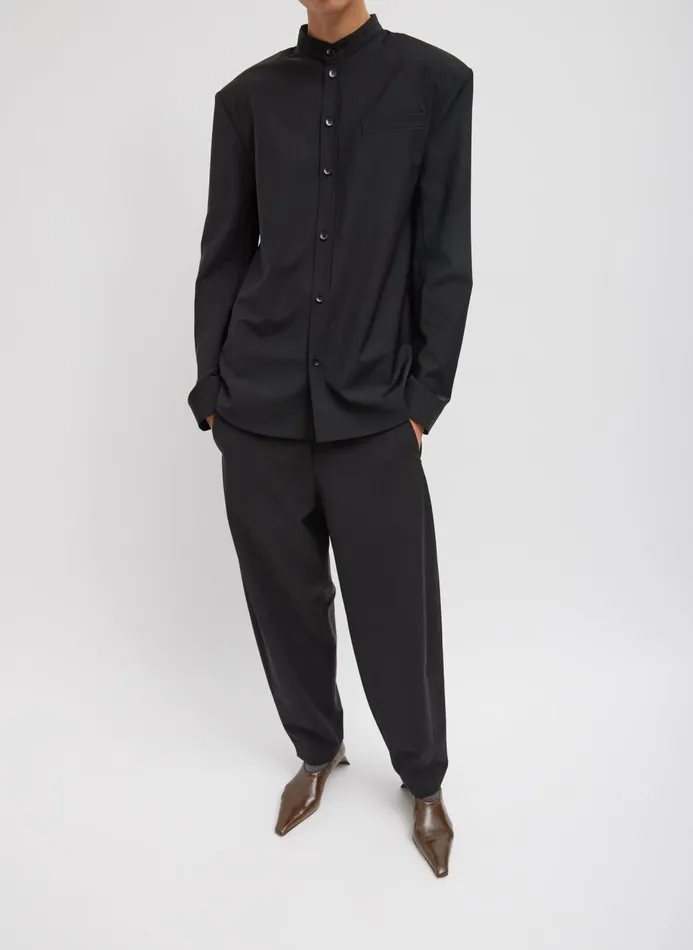 Women Tops Tibi Recycled Tropical Wool Detached Shirt Black
