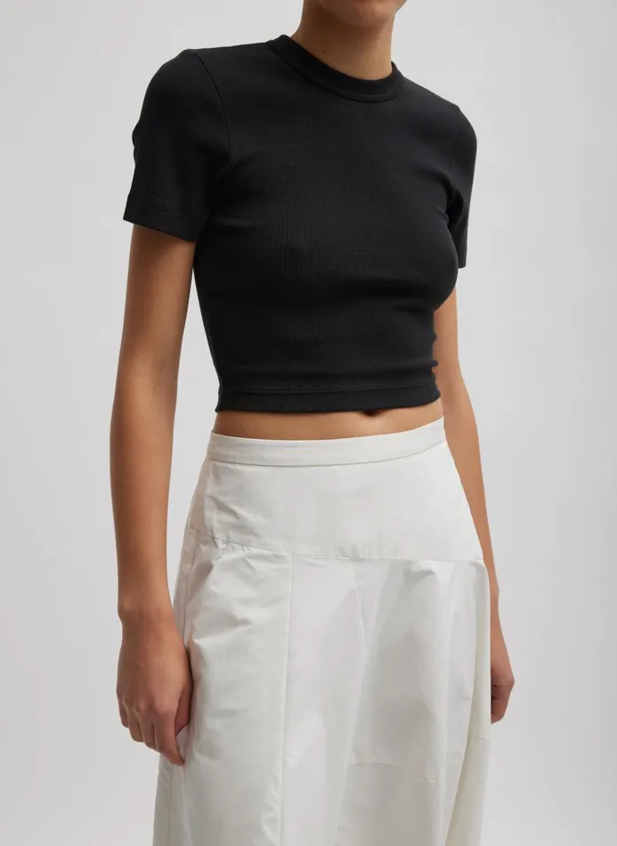 Women Tops Tibi Ribbed Cropped Baby TShirt Black