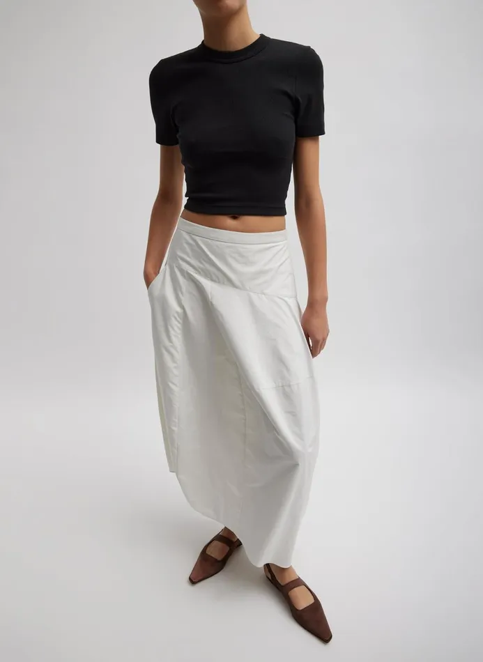 Women Tops Tibi Ribbed Cropped Baby TShirt Black
