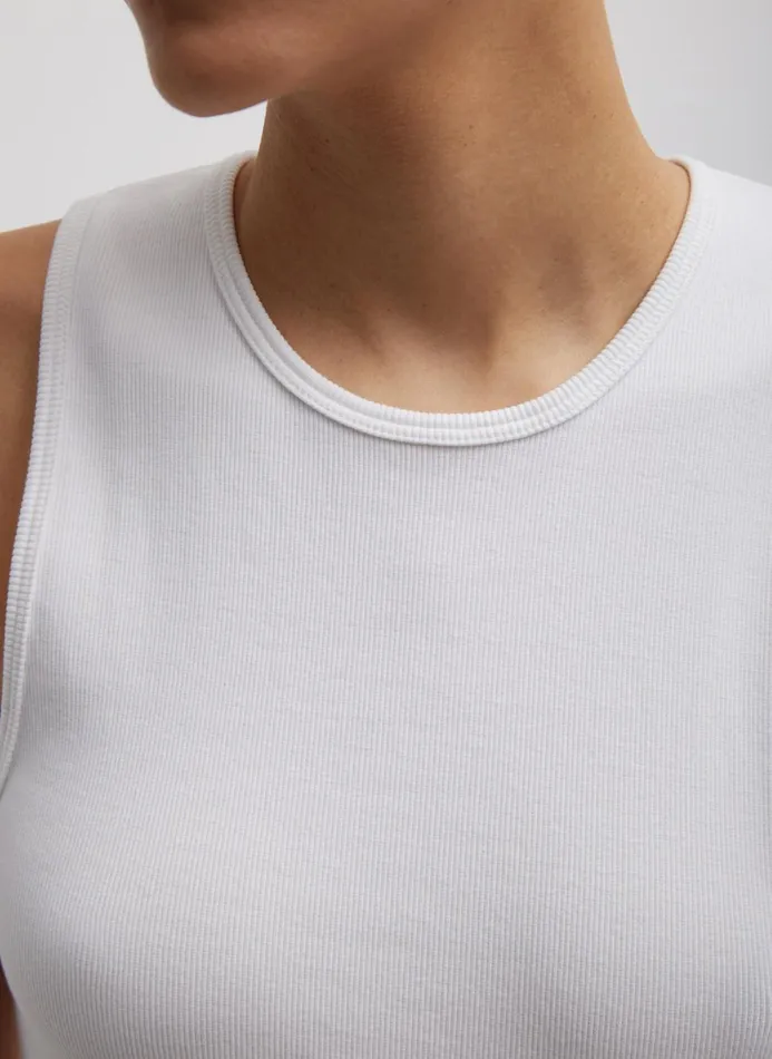 Women Tops Tibi Ribbed TShirt Tank White
