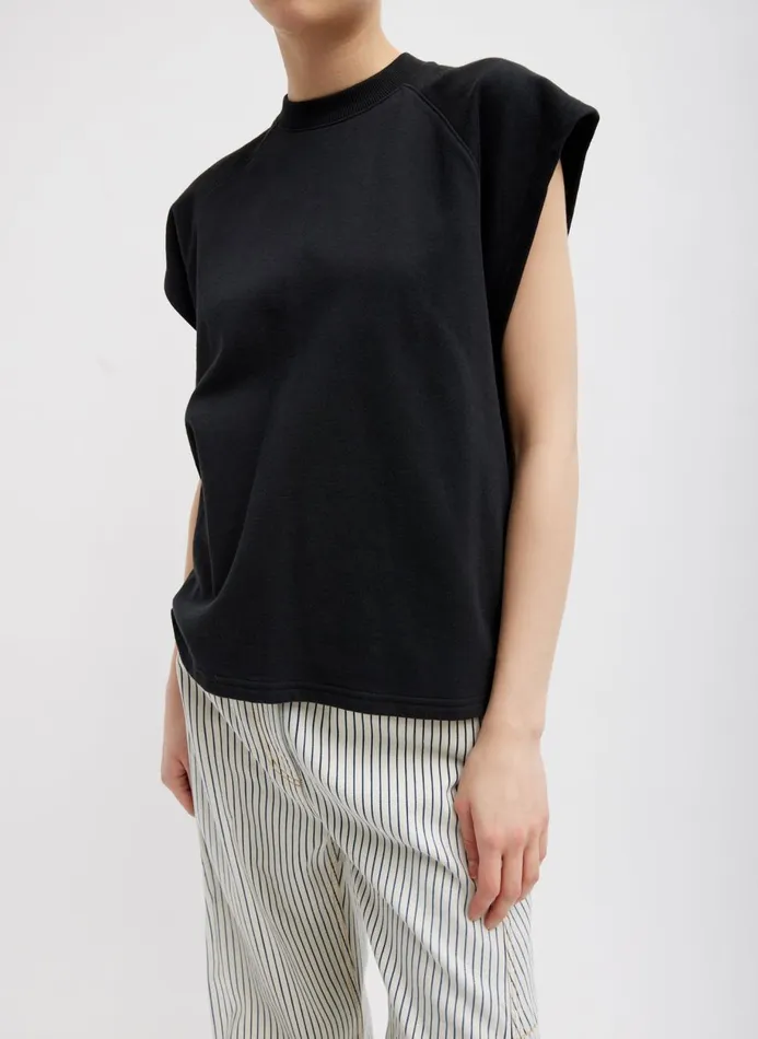 Women Tops Tibi Summer Sweatshirting Sleeveless Easy Top Black
