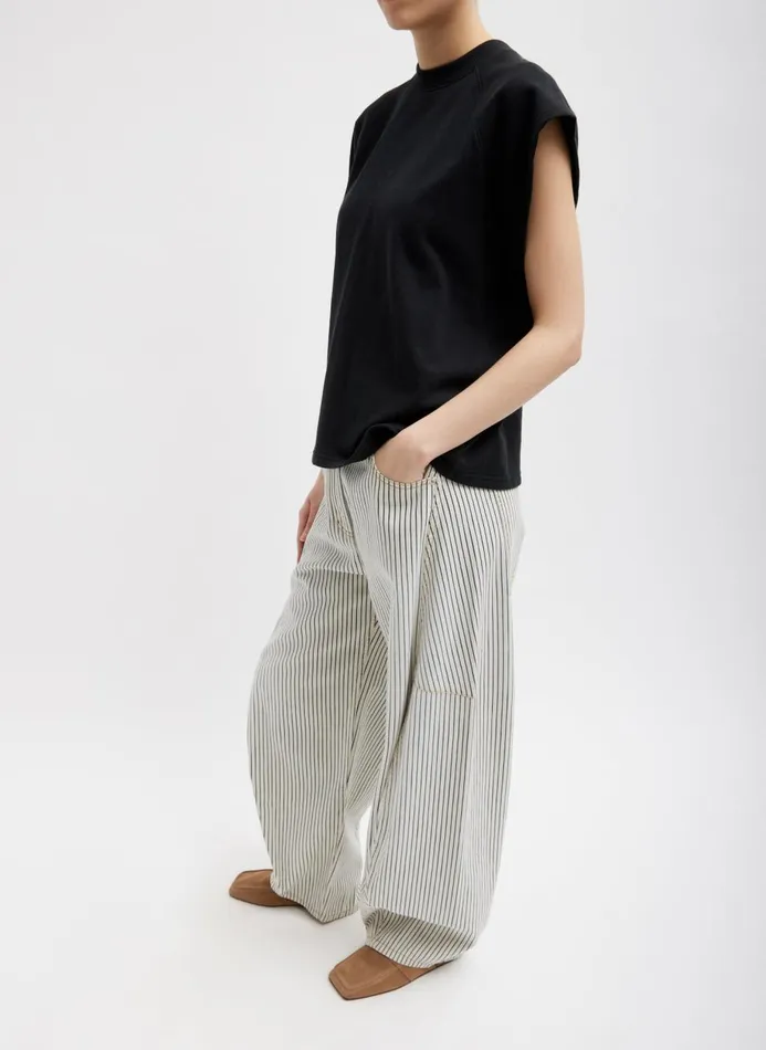 Women Tops Tibi Summer Sweatshirting Sleeveless Easy Top Black