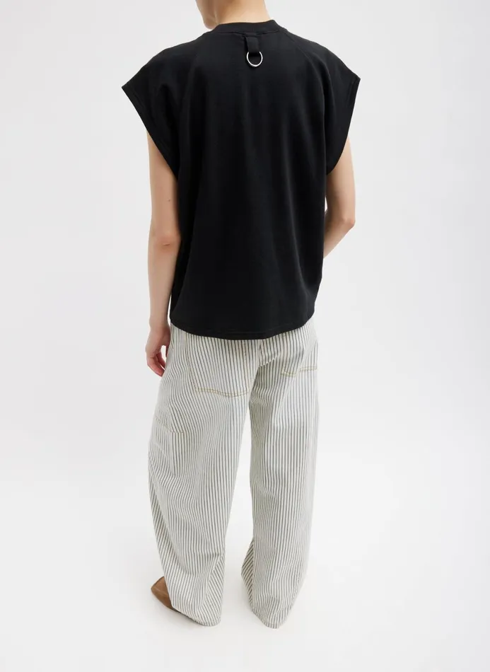 Women Tops Tibi Summer Sweatshirting Sleeveless Easy Top Black