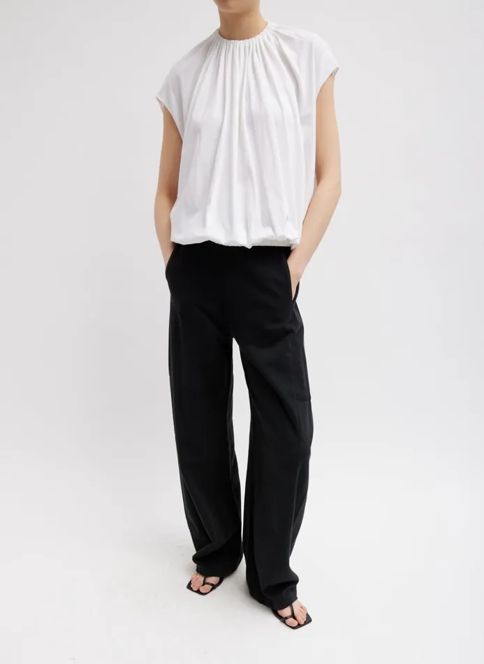 Women Tops Tibi TShirting Shirred Neck Circular Top White