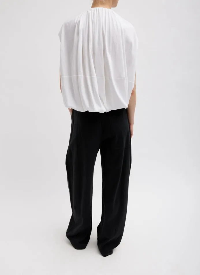 Women Tops Tibi TShirting Shirred Neck Circular Top White
