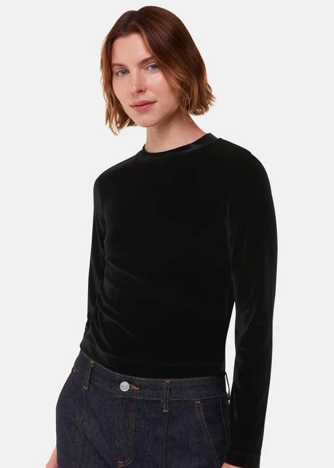 Women Tops Whistles Black Olivia Velvet Top