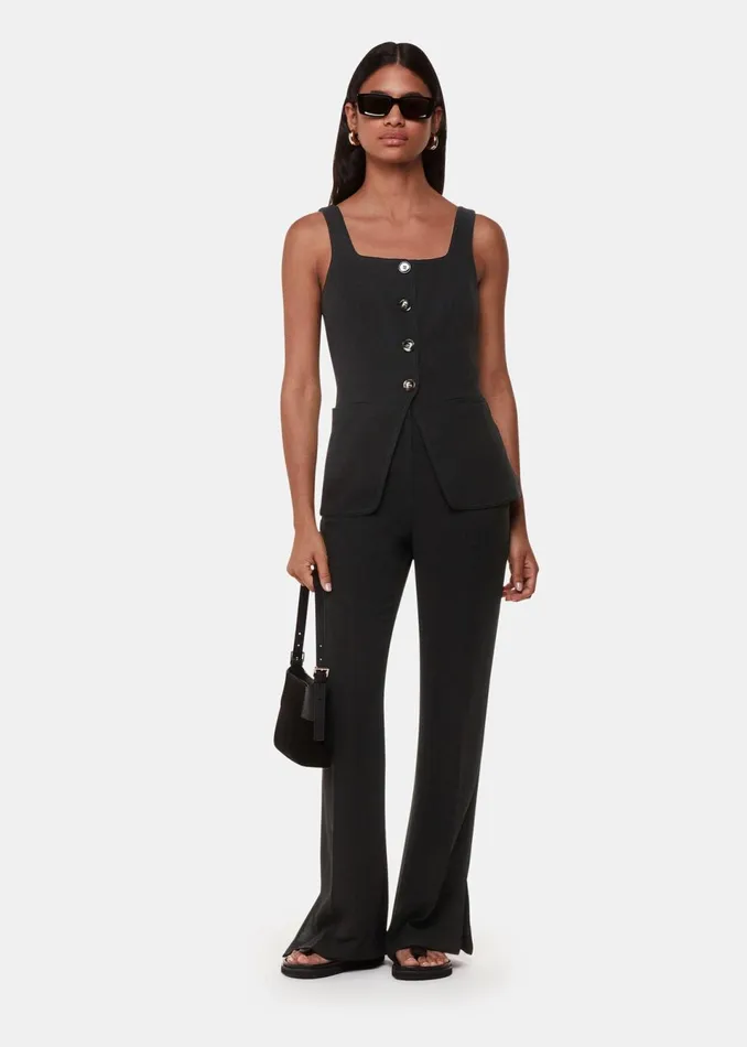 Women Tops Whistles Black Sofia Crepe Waistcoat