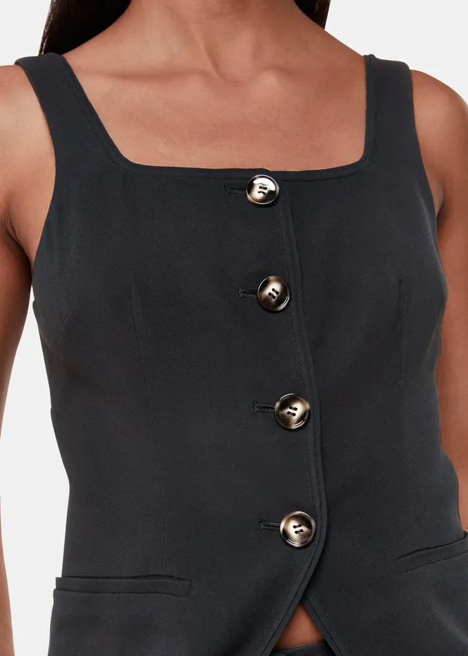 Women Tops Whistles Black Sofia Crepe Waistcoat