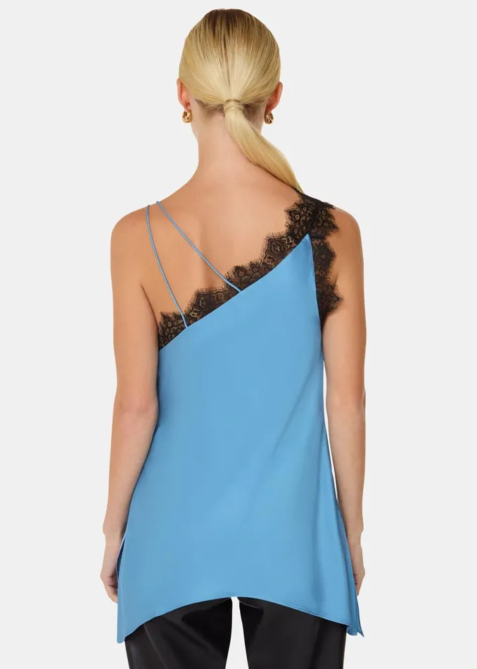 Women Tops Whistles Blue Iris Lace Detail Wrap Cami