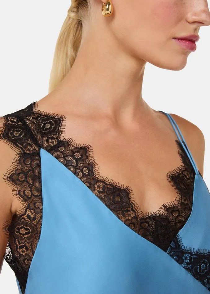 Women Tops Whistles Blue Iris Lace Detail Wrap Cami