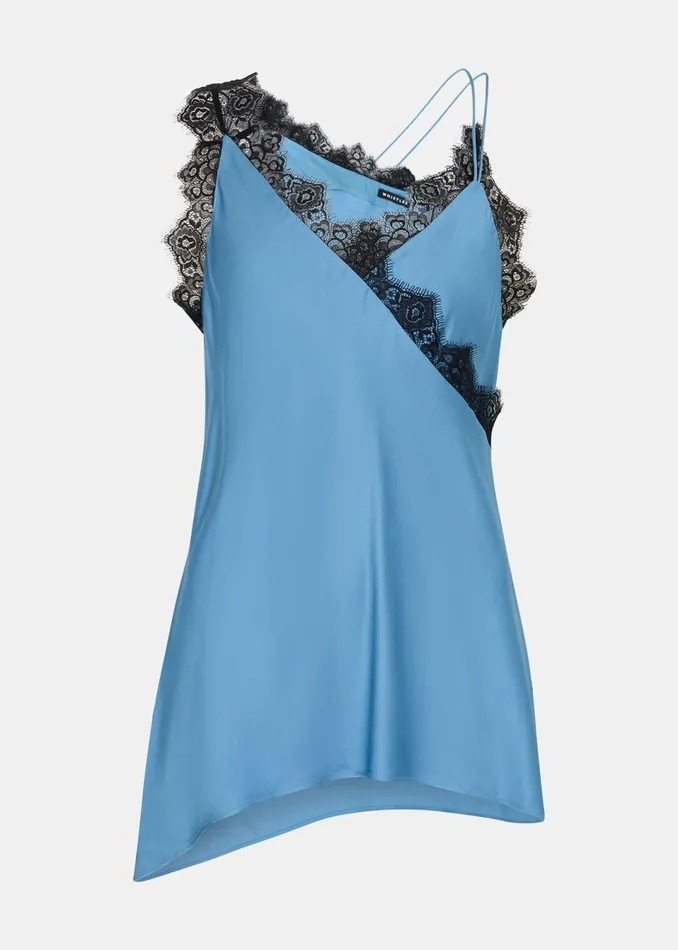 Women Tops Whistles Blue Iris Lace Detail Wrap Cami