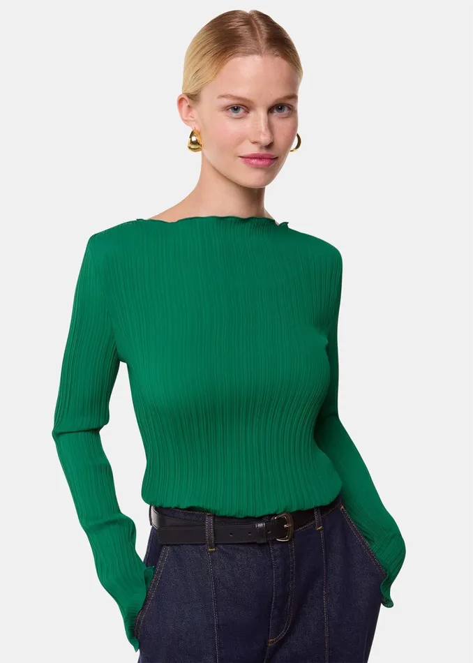 Women Tops Whistles Green Elsa Plisse Top