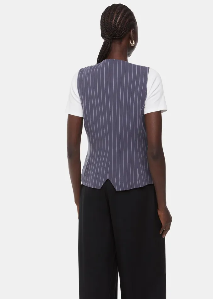 Women Tops Whistles Navy Lottie Pinstripe Waistcoat
