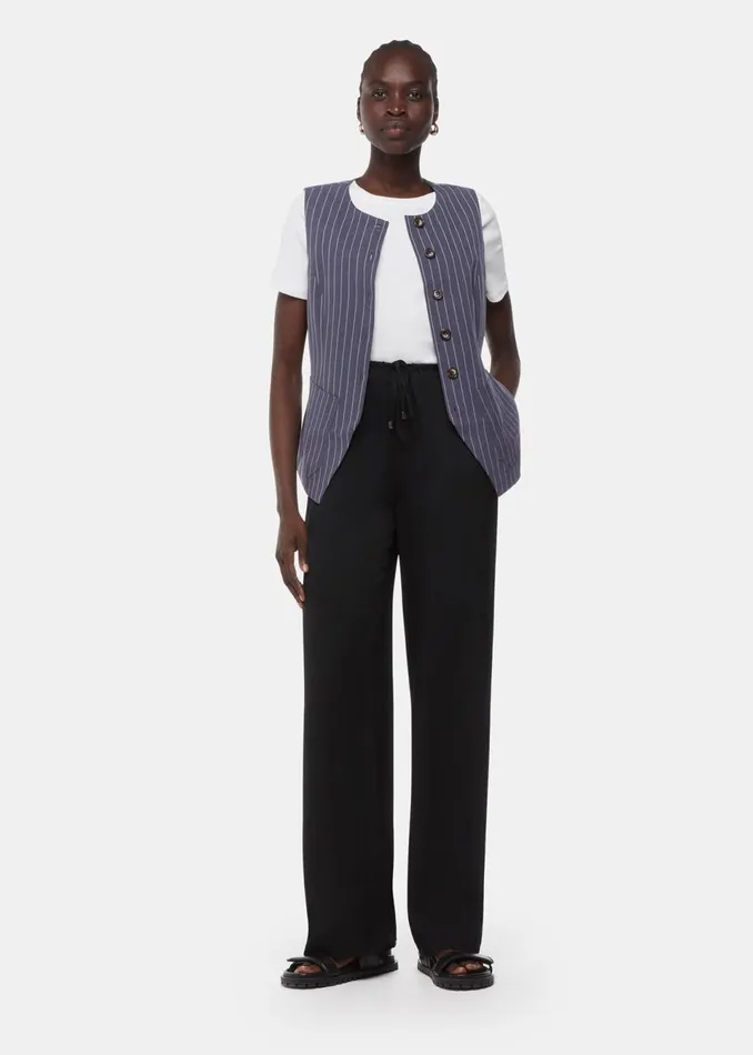 Women Tops Whistles Navy Lottie Pinstripe Waistcoat