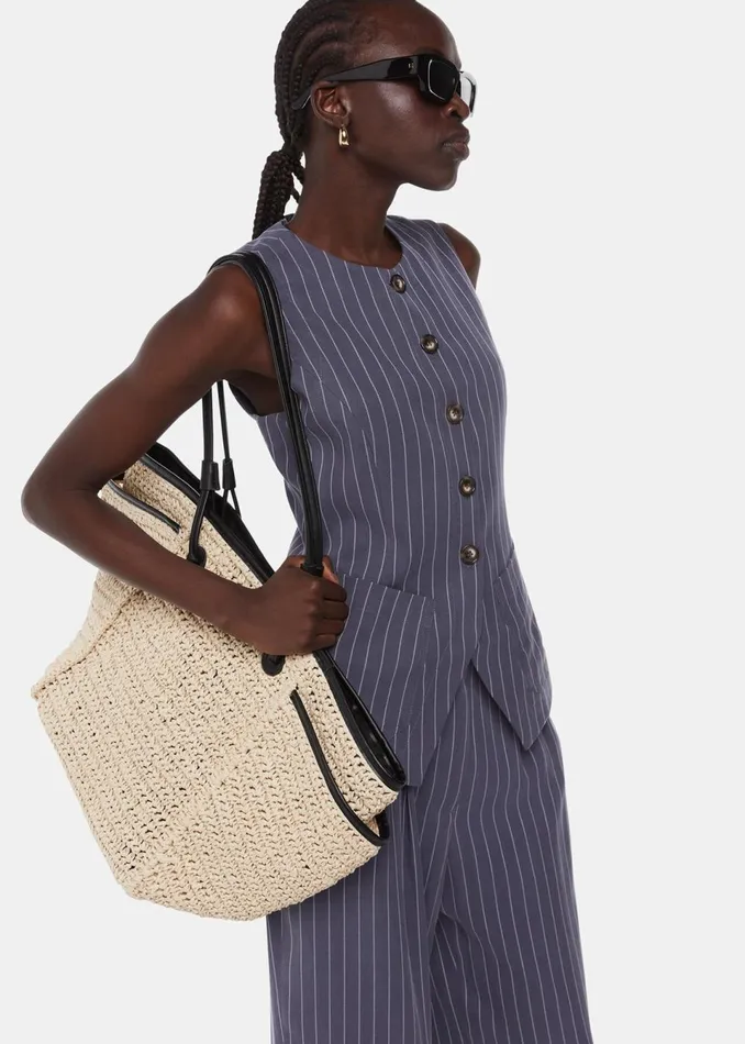 Women Tops Whistles Navy Lottie Pinstripe Waistcoat