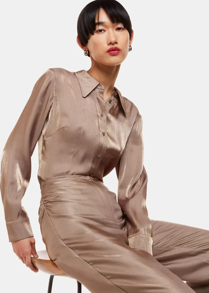 Women Tops Whistles Pewter Tara Metallic Shirt