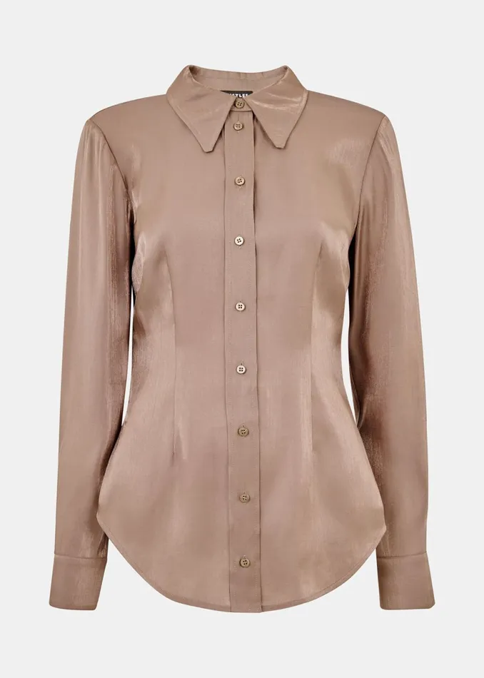 Women Tops Whistles Pewter Tara Metallic Shirt