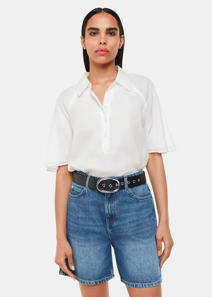 Women Tops Whistles White Mia Short Sleeve Shirt