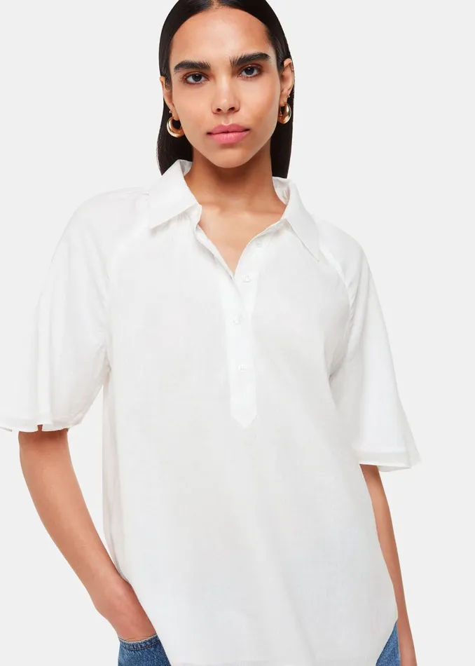 Women Tops Whistles White Mia Short Sleeve Shirt