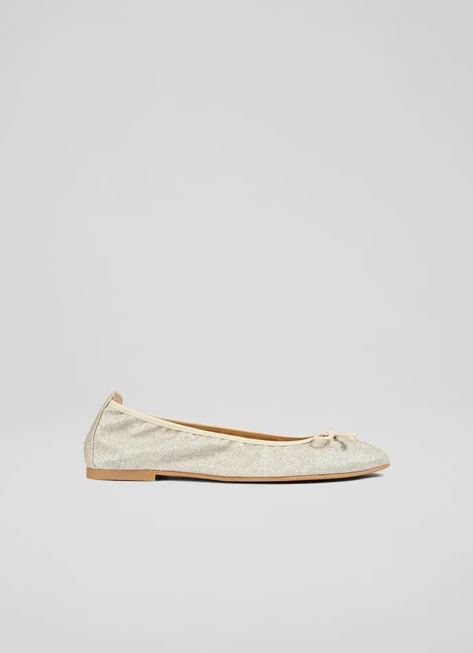 Women Trilly Gold Glitter Ballet Pumps Metallic LKBennett Flats