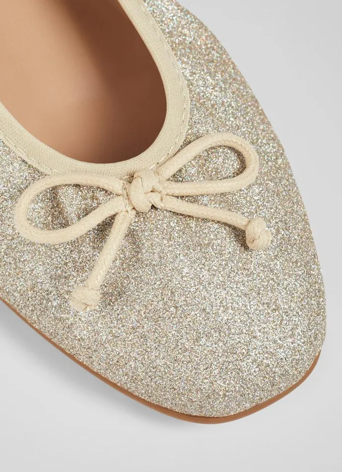 Women Trilly Gold Glitter Ballet Pumps Metallic LKBennett Flats Women Trilly Gold Glitter Ballet Pumps Metallic LKBennett Flats