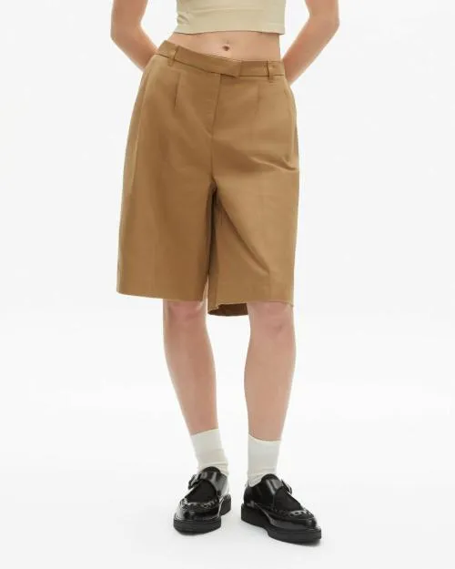 Women Trousers and Jeans The Kooples Camel Cotton And Linen Bermuda Shorts Brown