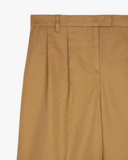 Women Trousers and Jeans The Kooples Camel Cotton And Linen Bermuda Shorts Brown