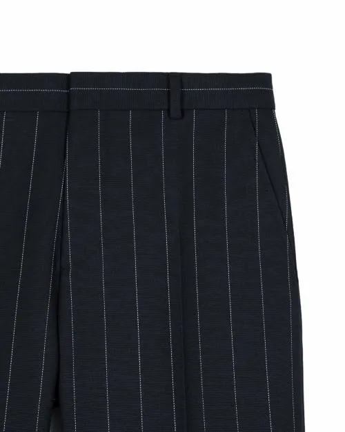 Women Trousers and Jeans The Kooples StraightLeg Tennis Striped Wool Blend Suit Pants Navy