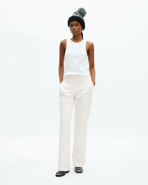 Women Trousers and Jeans The Kooples WideLeg Ecru Cotton Pants Ecru