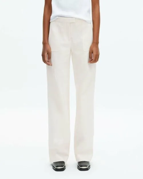 Women Trousers and Jeans The Kooples WideLeg Ecru Cotton Pants Ecru