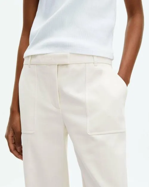 Women Trousers and Jeans The Kooples WideLeg Ecru Cotton Pants Ecru