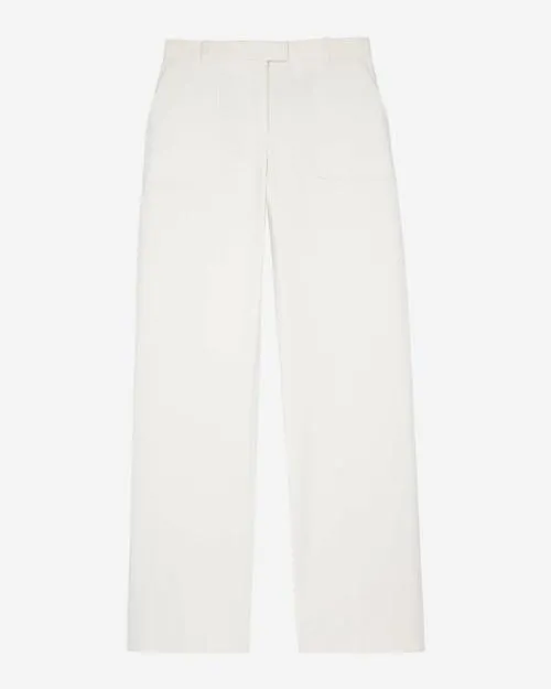Women Trousers and Jeans The Kooples WideLeg Ecru Cotton Pants Ecru