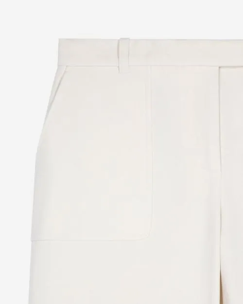 Women Trousers and Jeans The Kooples WideLeg Ecru Cotton Pants Ecru