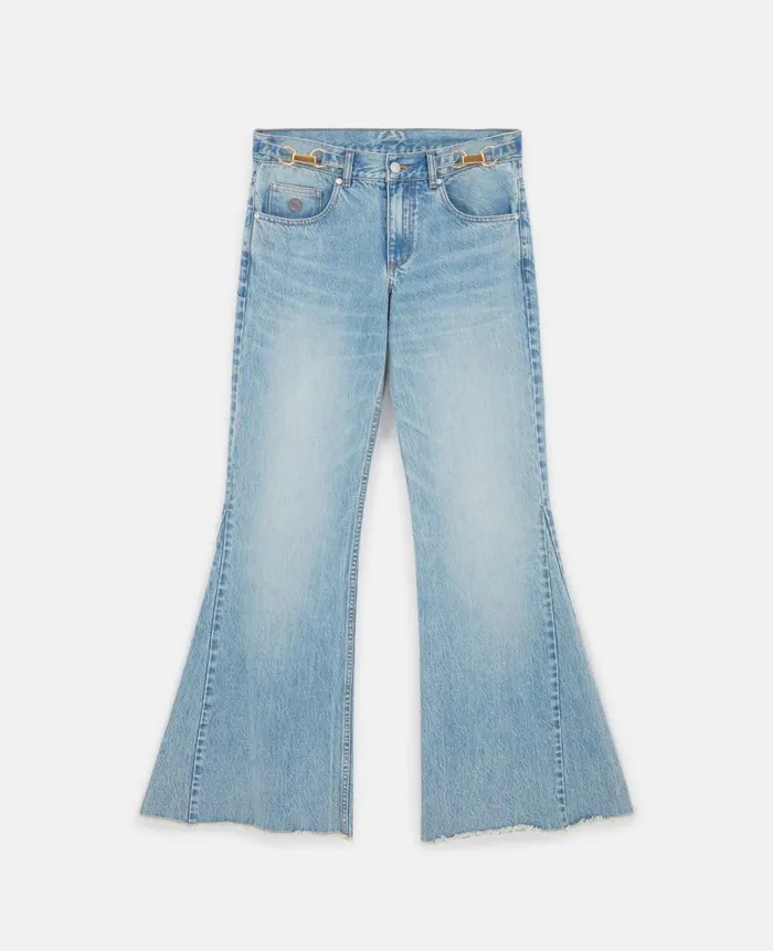 Women Trousers And Shorts Stella McCartney ClaspEmbellished LowRise Flared Jeans Vintage Wash Blue Denim Women Trousers And Shorts Stella McCartney ClaspEmbellished LowRise Flared Jeans Vintage Wash Blue Denim