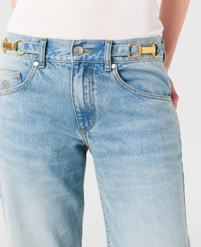Women Trousers And Shorts Stella McCartney ClaspEmbellished LowRise Flared Jeans Vintage Wash Blue Denim