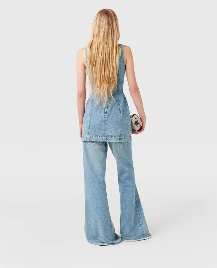 Women Trousers And Shorts Stella McCartney ClaspEmbellished LowRise Flared Jeans Vintage Wash Blue Denim